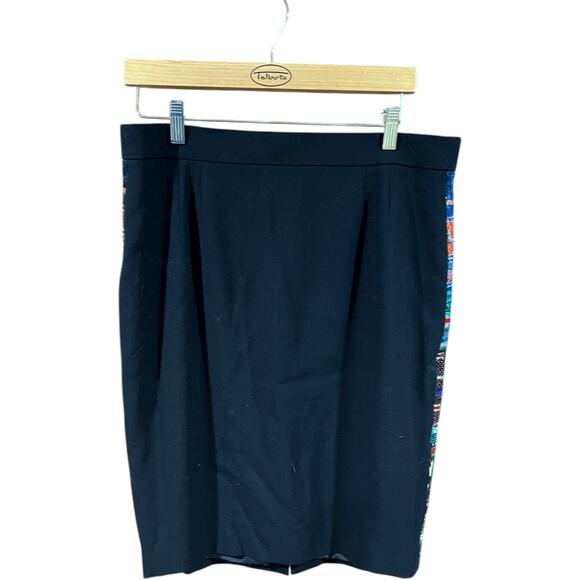 Louis Feraud Black Pencil Skirt Size 44 Colorful Side Stripe Detail - Picture 10 of 13